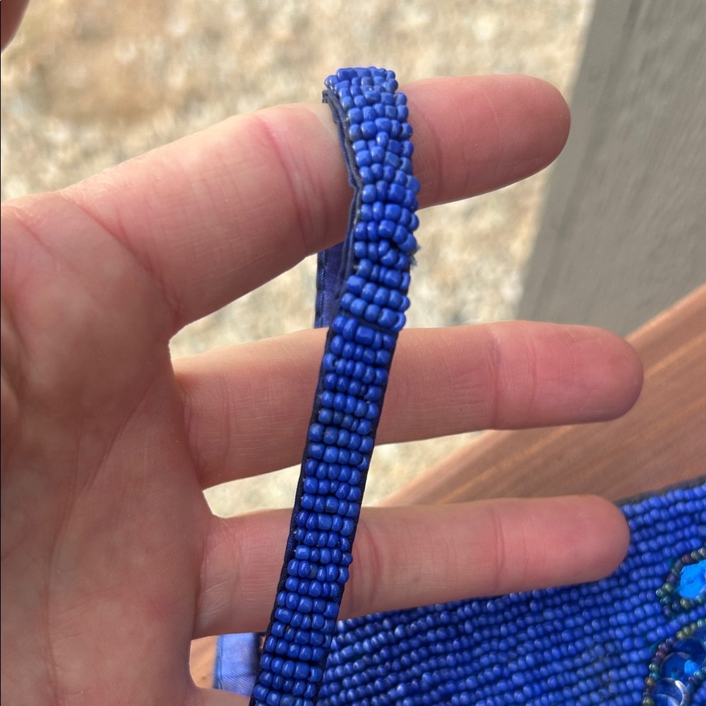 Beaded Blue Turtle Wristlet Clutch - Picture 5 of 13